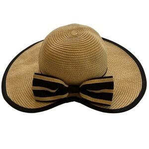 FILIPPO‎ CATARZI Made in Italy Wide Brim Decorative Bow Natural Straw Sun Hat